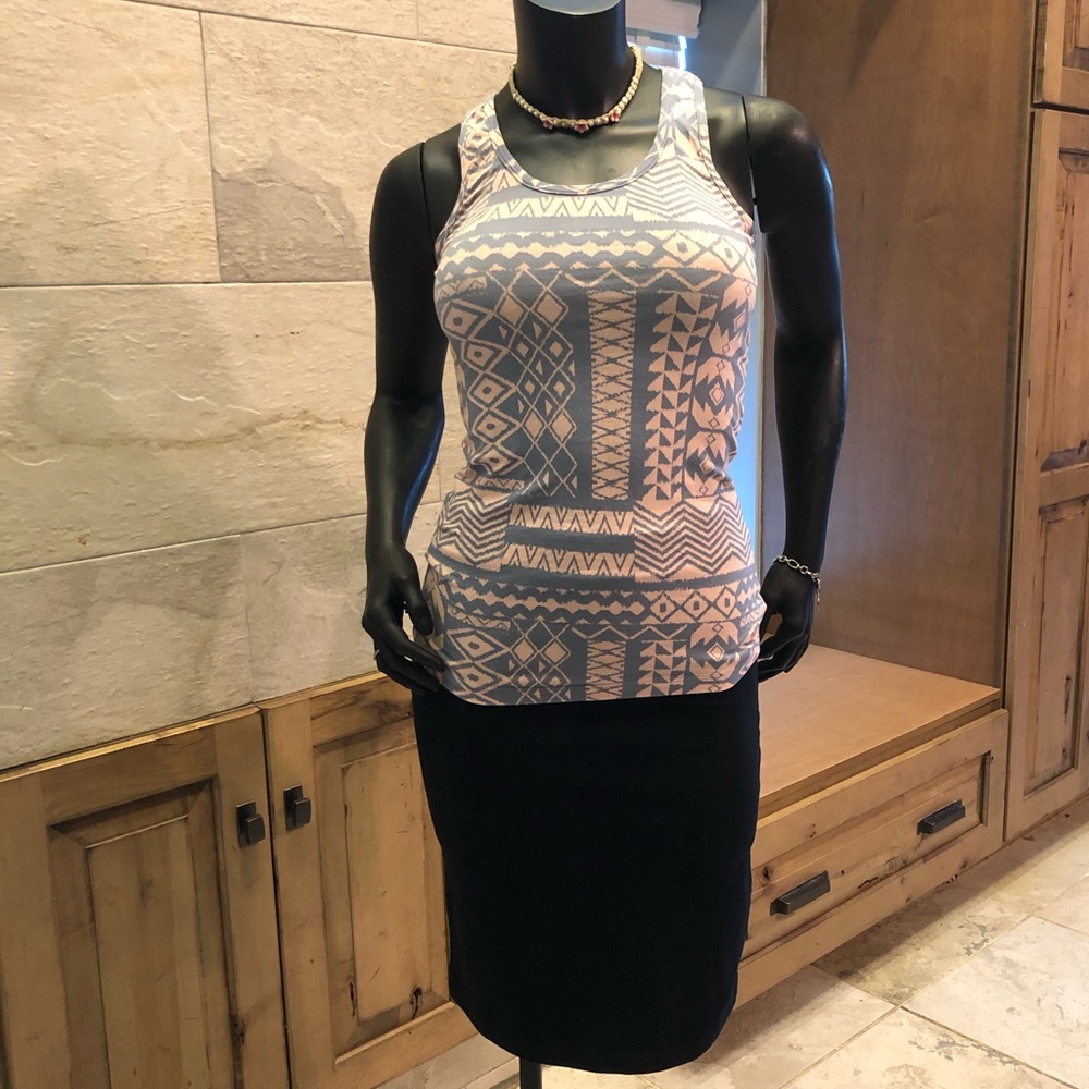 Pale pink and gray racerback tank top